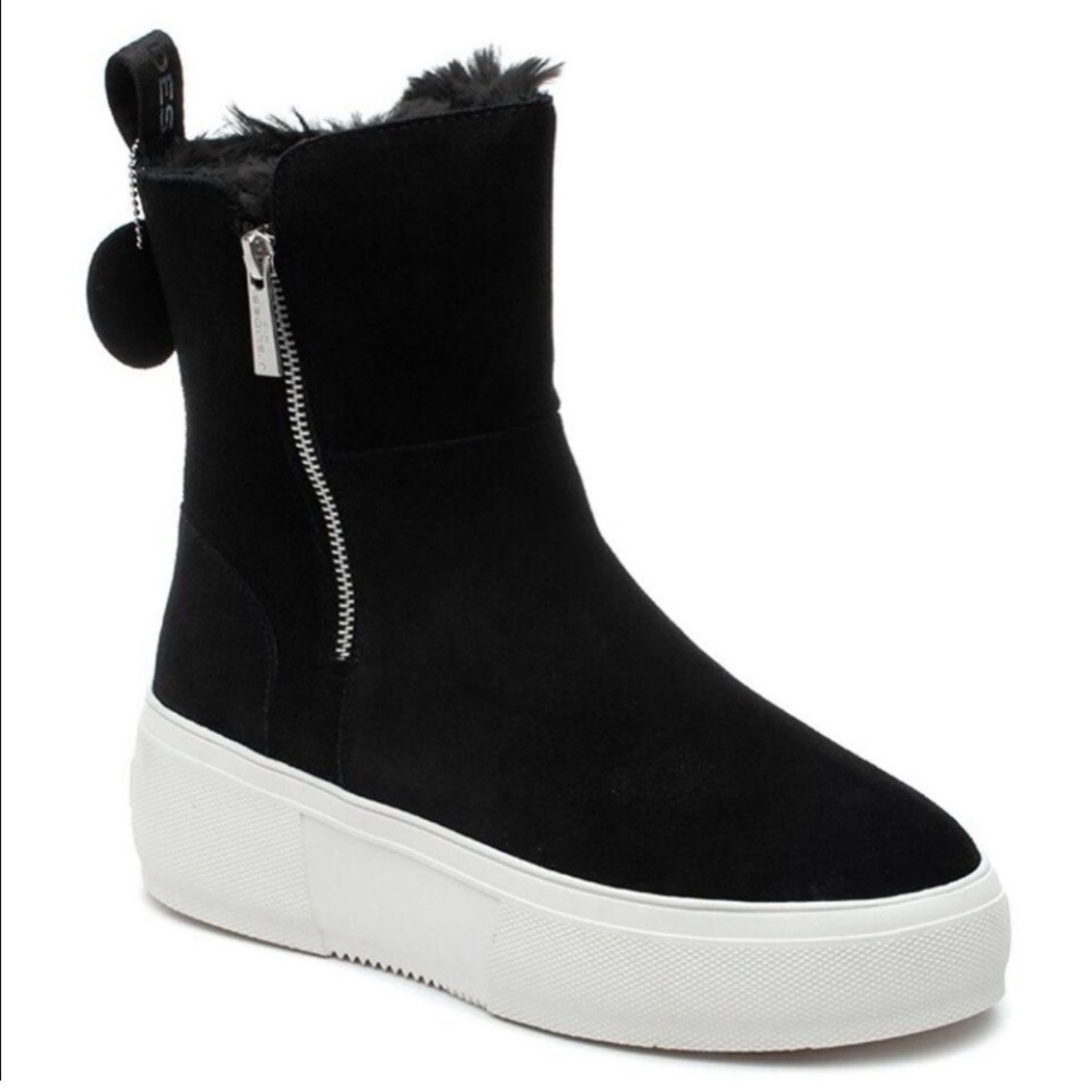 J Slides Womens Suede Tristan Waterproof Platform Sneaker Black Boots Size 7